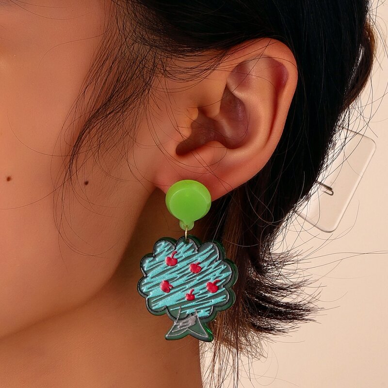 

Tree Drop Earrings, Green