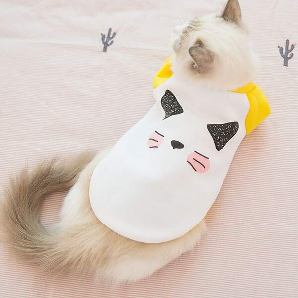 

Cartoon Graphic Pet Sweatshirt, White