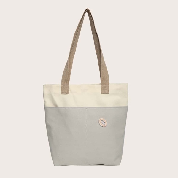 

Colorblock Shoulder Tote Bag, Grey
