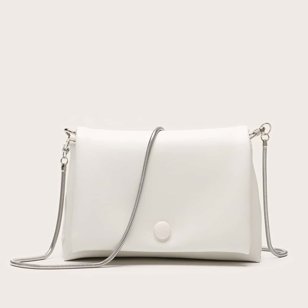 

Minimalist Flap Chain Crossbody Bag, Beige