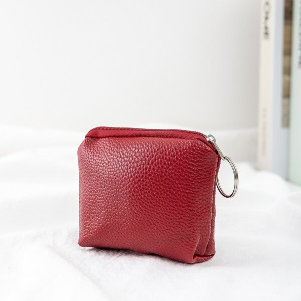 

Girls Minimalist Zipper Front Purse, Red