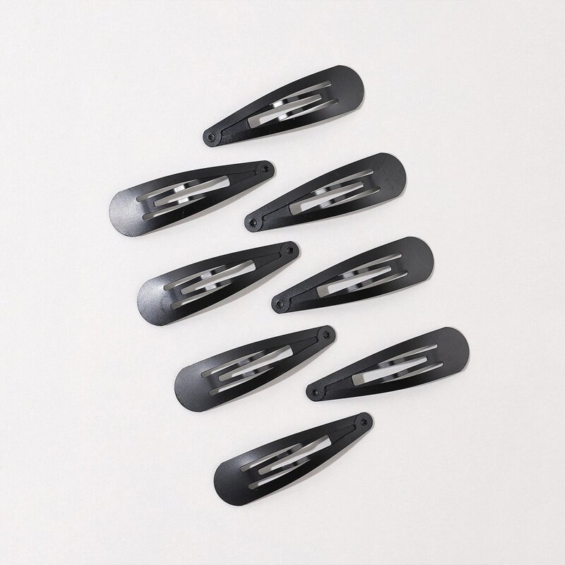 

8pcs Solid Hair Clip, Black