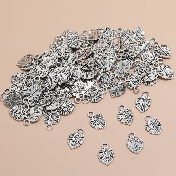 

1pack Leaf Design DIY Pendant, Silver