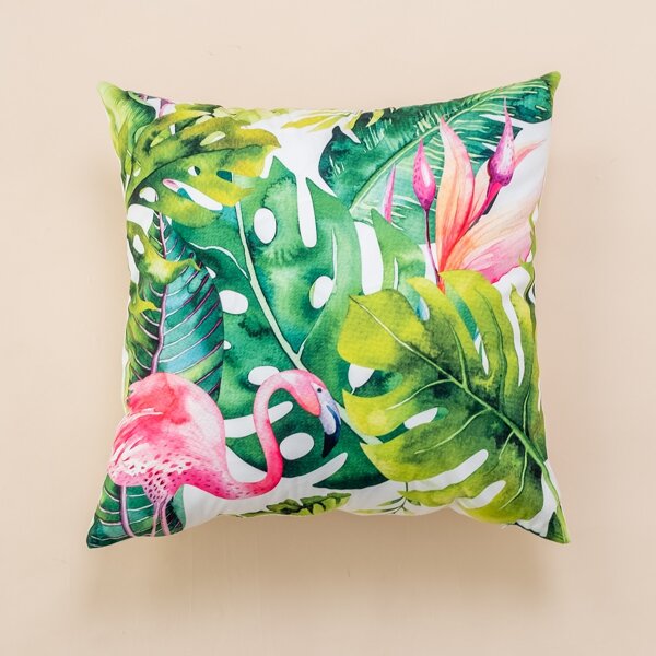 

Flamingo Print Cushion Cover Without Filler, Multicolor