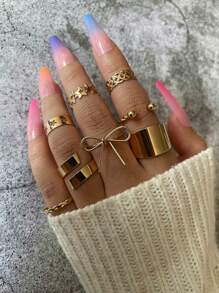 8 piezas Anillo de aleación - Amarillo Oro - Ver 1