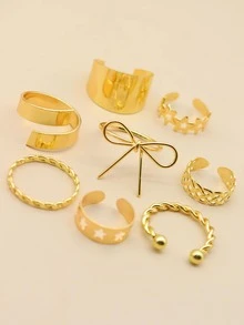 8 piezas Anillo de aleación - Amarillo Oro - Ver 2