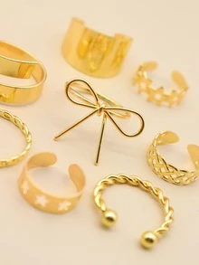 8 piezas Anillo de aleación - Amarillo Oro - Ver 3