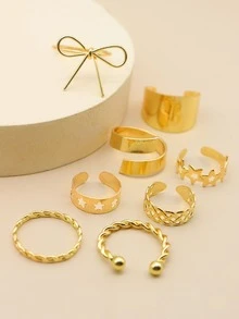 8 piezas Anillo de aleación - Amarillo Oro - Ver 4