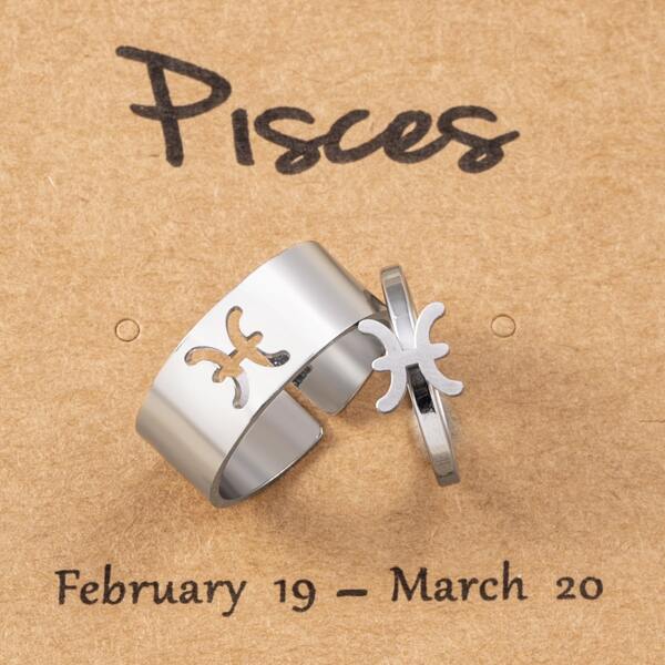 

2pcs Constellation Decor Ring, Silver