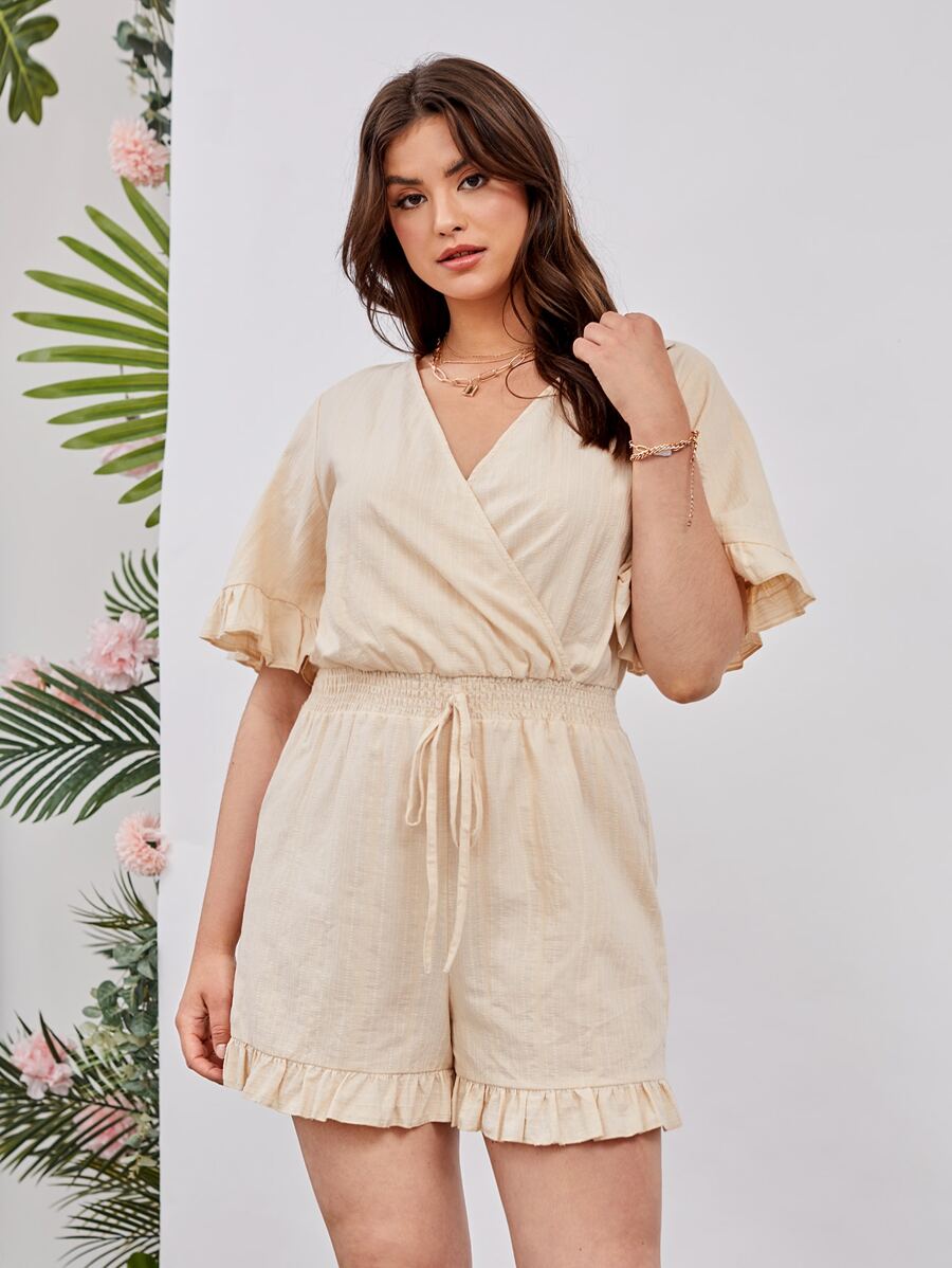 SHEIN Unity Mono ribete fruncido cruzado - Caqui - Ver 1