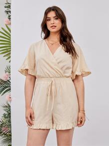 SHEIN Unity Mono ribete fruncido cruzado - Caqui - Ver 3