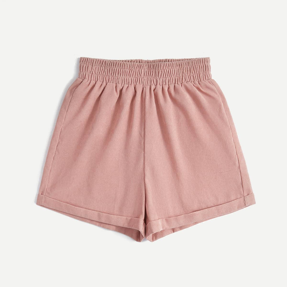 

Solid Cuffed Shorts, Dusty pink