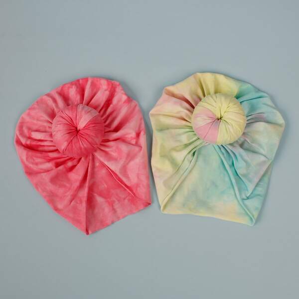 

2pcs Toddler Kids Tie Dye Head Wrap, Multicolor