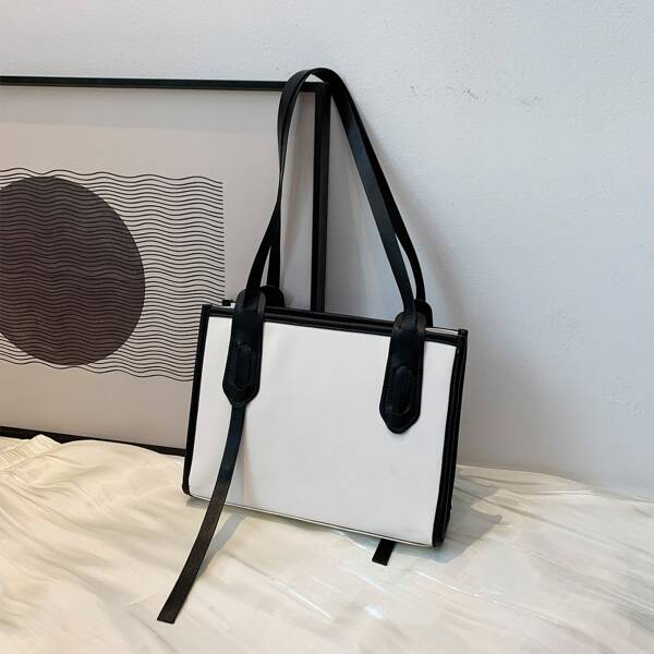 

Contrast Binding Shoulder Bag, Black and white