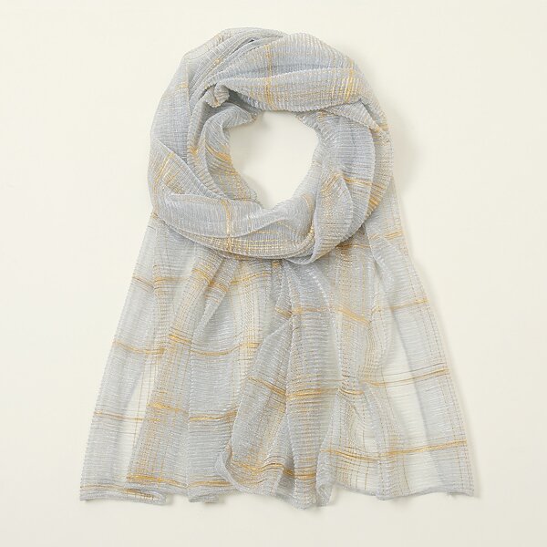

Plaid Detail Scarf, Grey