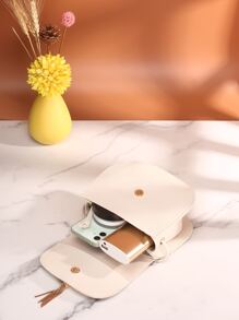 Túi đeo chéo Tua màu trơn - Màu be - Xem 3