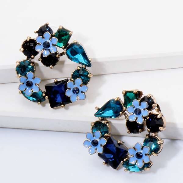 

Rhinestone Decor Earrings, Multicolor