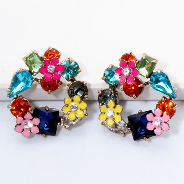 

Rhinestone Decor Earrings, Multicolor