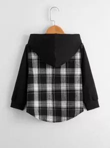 小男童拼接格紋連帽外套