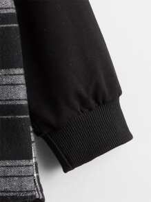 小男童拼接格紋連帽外套