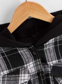 小男童拼接格紋連帽外套