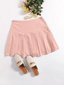 SHEIN Unity Solid Pleated Mini Skirt - Pink - View 1