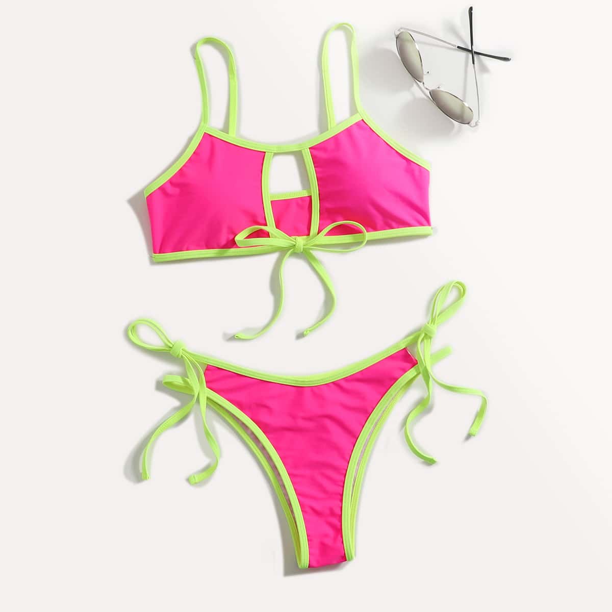 

Contrast Binding Bikini Swimsuit, Multicolor