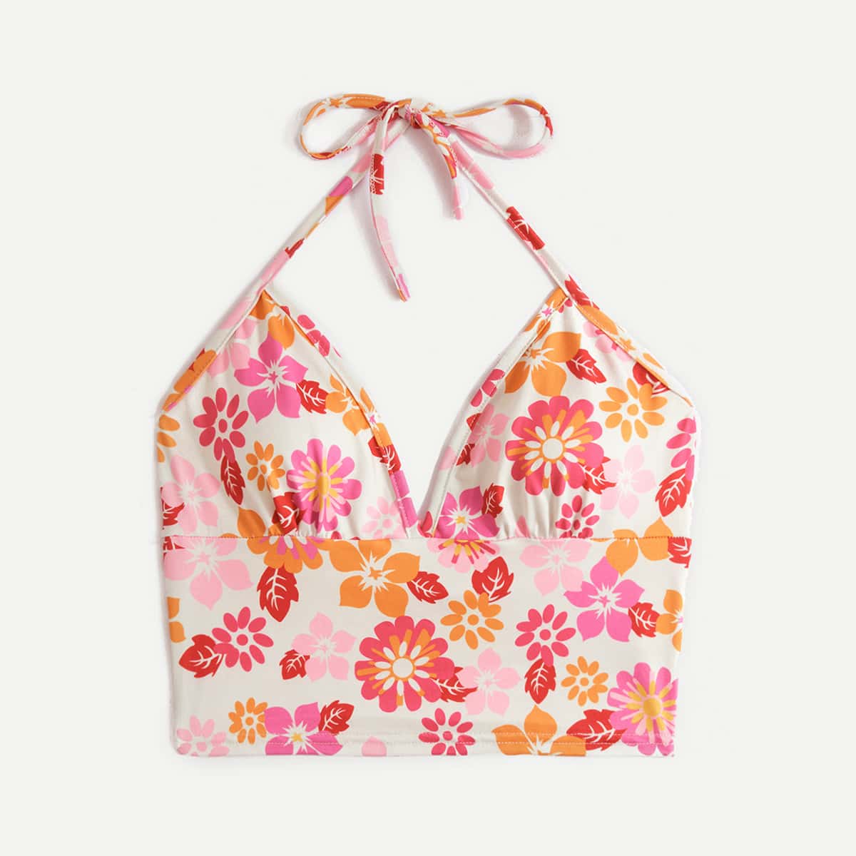

Floral Print Crop Halter Top, Multicolor