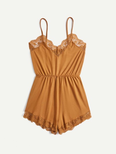Contrast Lace Cami Romper