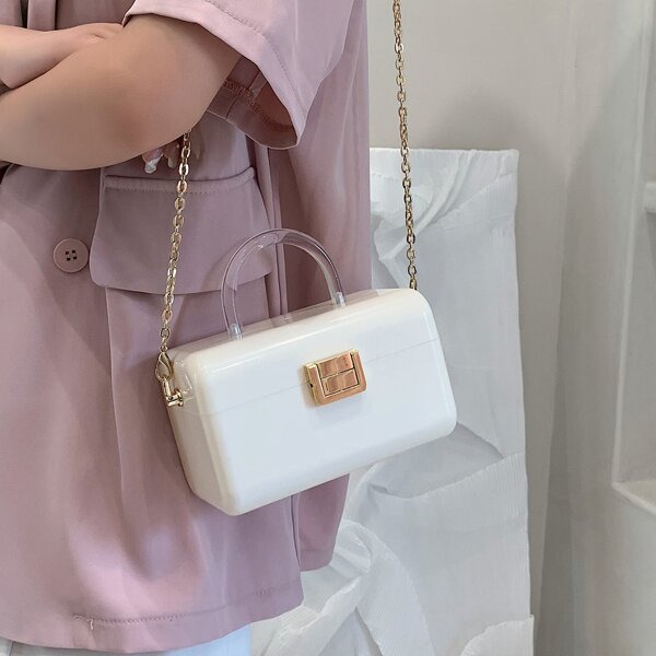 

Chain Box Bag, White
