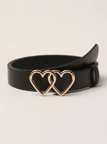 心形搭扣腰帶 - 黑色 - 查看 1