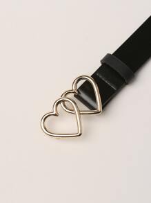 心形搭扣腰帶 - 黑色 - 查看 3