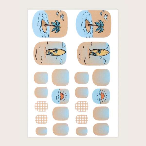 

1sheet Tropical Style Toenail Sticker, Multicolor