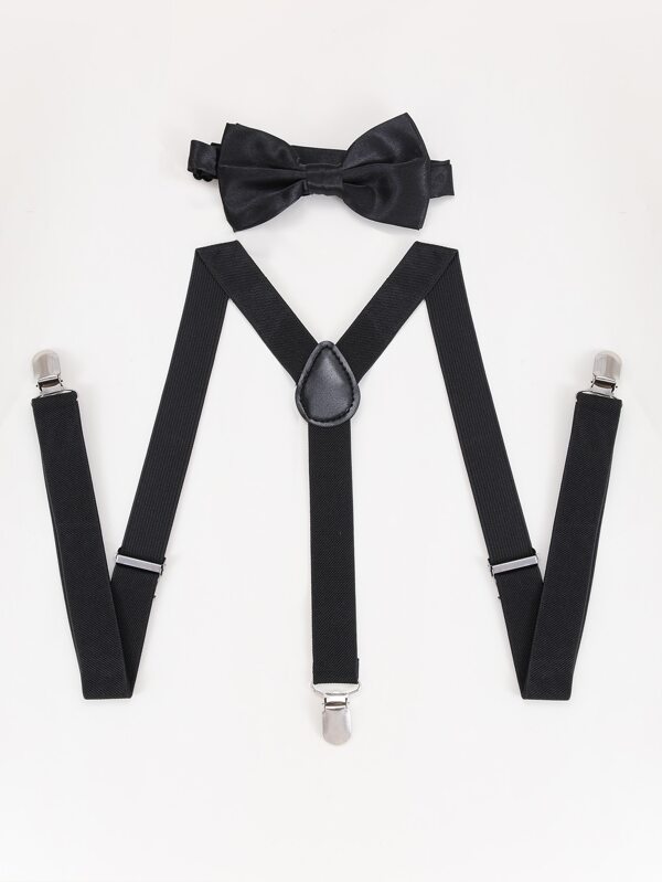 Strap Tie Set,Polka Dot Boys Suspenders And Bow Tie Set Kids Adjustable