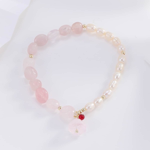 

Pearl Decor Beaded Bracelet, Baby pink