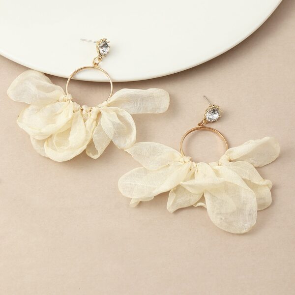 

Rhinestone Decor Drop Earrings, Beige