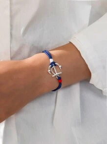 Men Anchor Decor Bracelet - Royal Blue - View 1