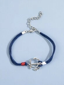 Men Anchor Decor Bracelet - Royal Blue - View 2