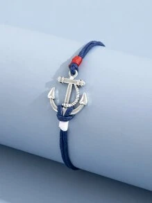 Men Anchor Decor Bracelet - Royal Blue - View 4