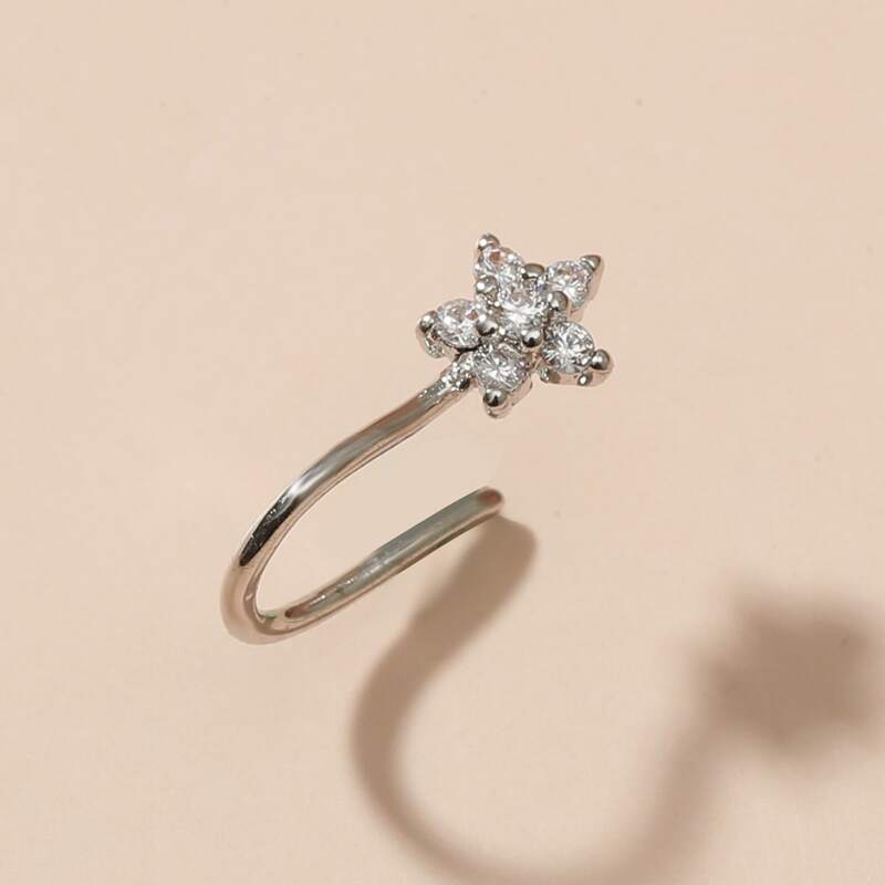 

Star Zircon Decor Nose Ring, Silver