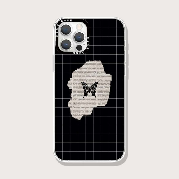 

Butterfly Print Phone Case, Black and white