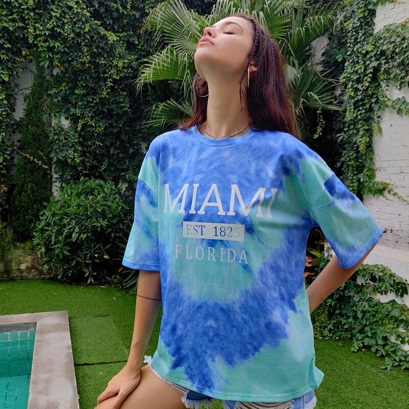 

Letter Tie Dye Drop Shoulder Tee, Multicolor