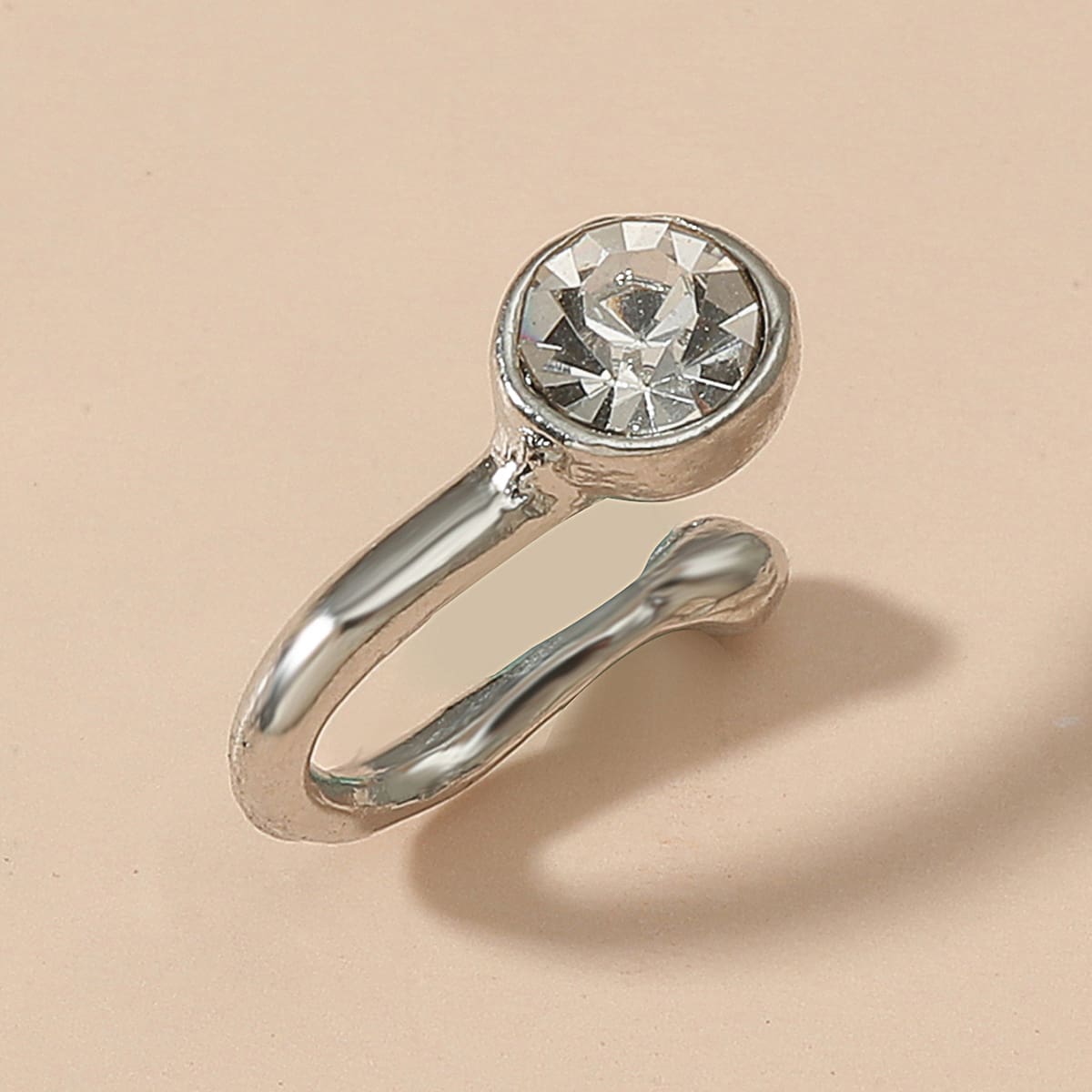 

Rhinestone Decor Nose Ring, Silver