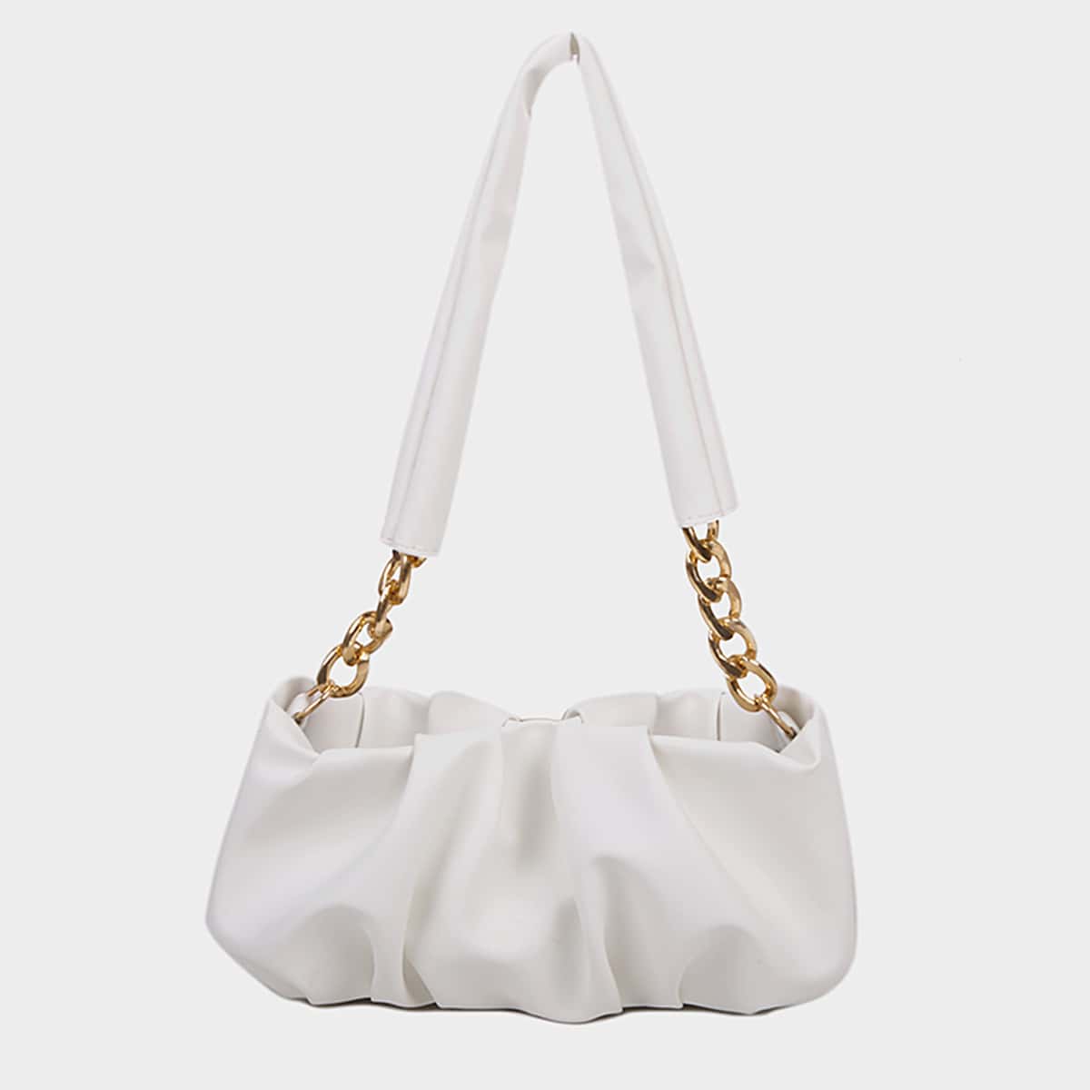 

Ruched Shoulder Bag, White