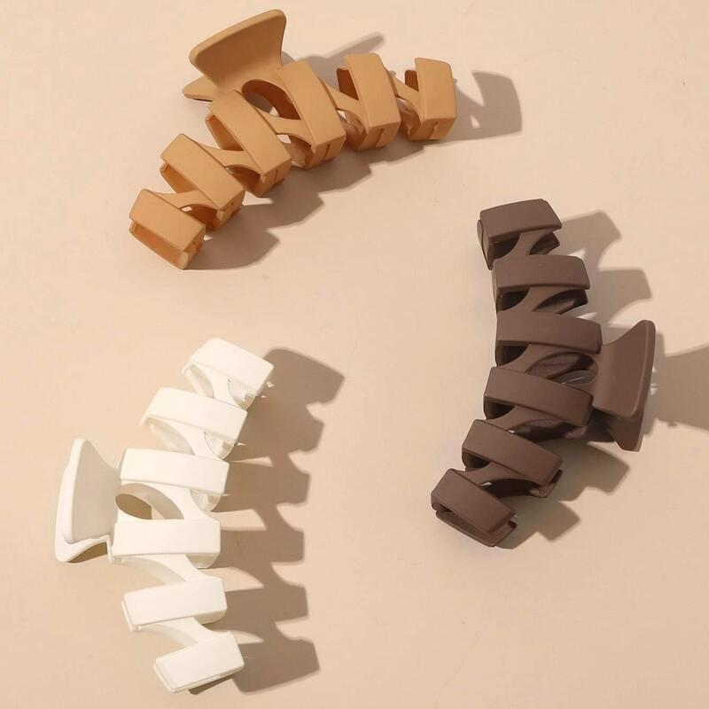 

3pcs Plain Hair Claw, Multicolor