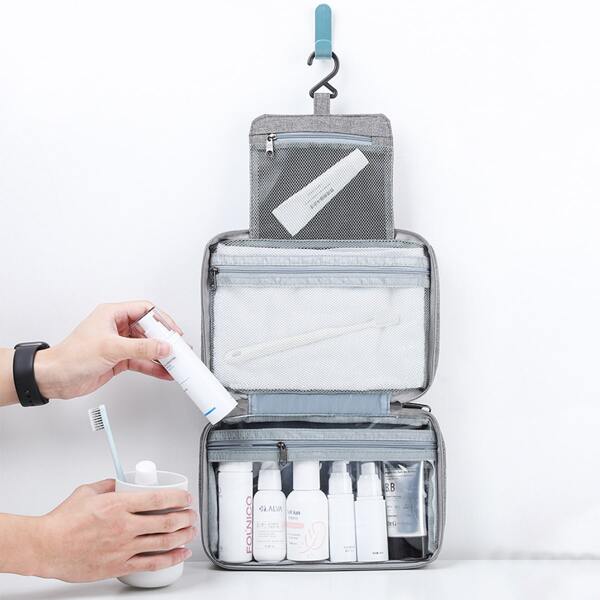 

1pc Plain Travel Storage Bag, Grey