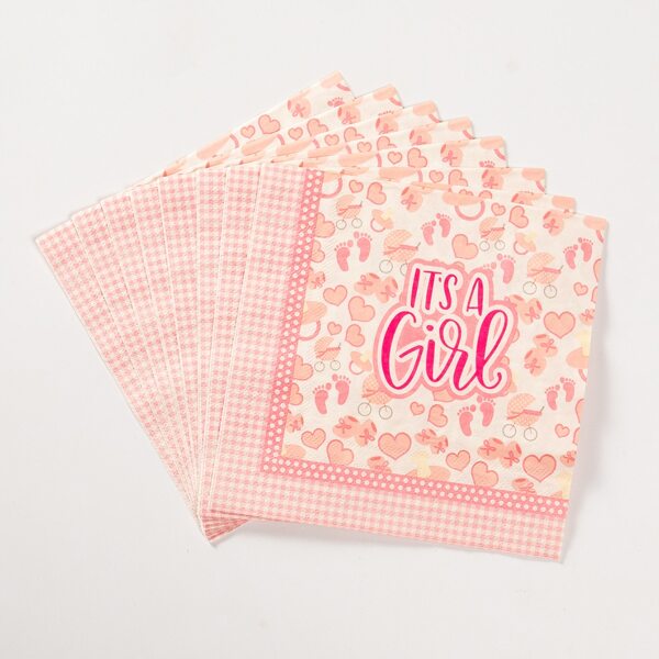 

20pcs Baby Shower Party Disposable Napkin, Pink