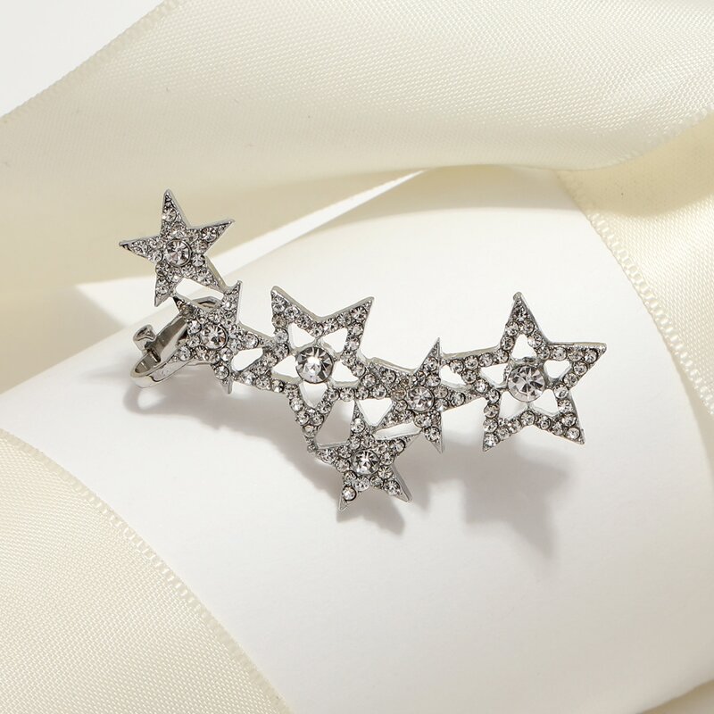 

1pc Rhinestone Star Ear Cuff, Silver