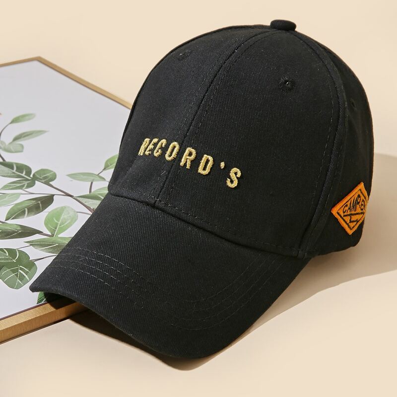 

Letter Embroidery Baseball Cap, Black