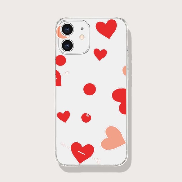 

Heart Print Phone Case, Clear